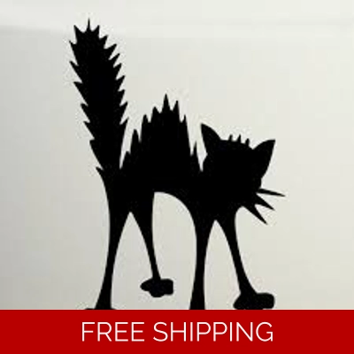 Scaredy Cat arched Die Cut Vinyl Decal sticker